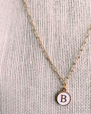 White & Gold Initial Necklace