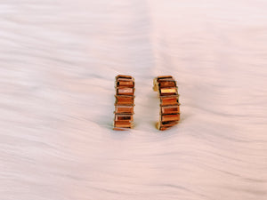 Rose Gold Baguette Stone Earrings