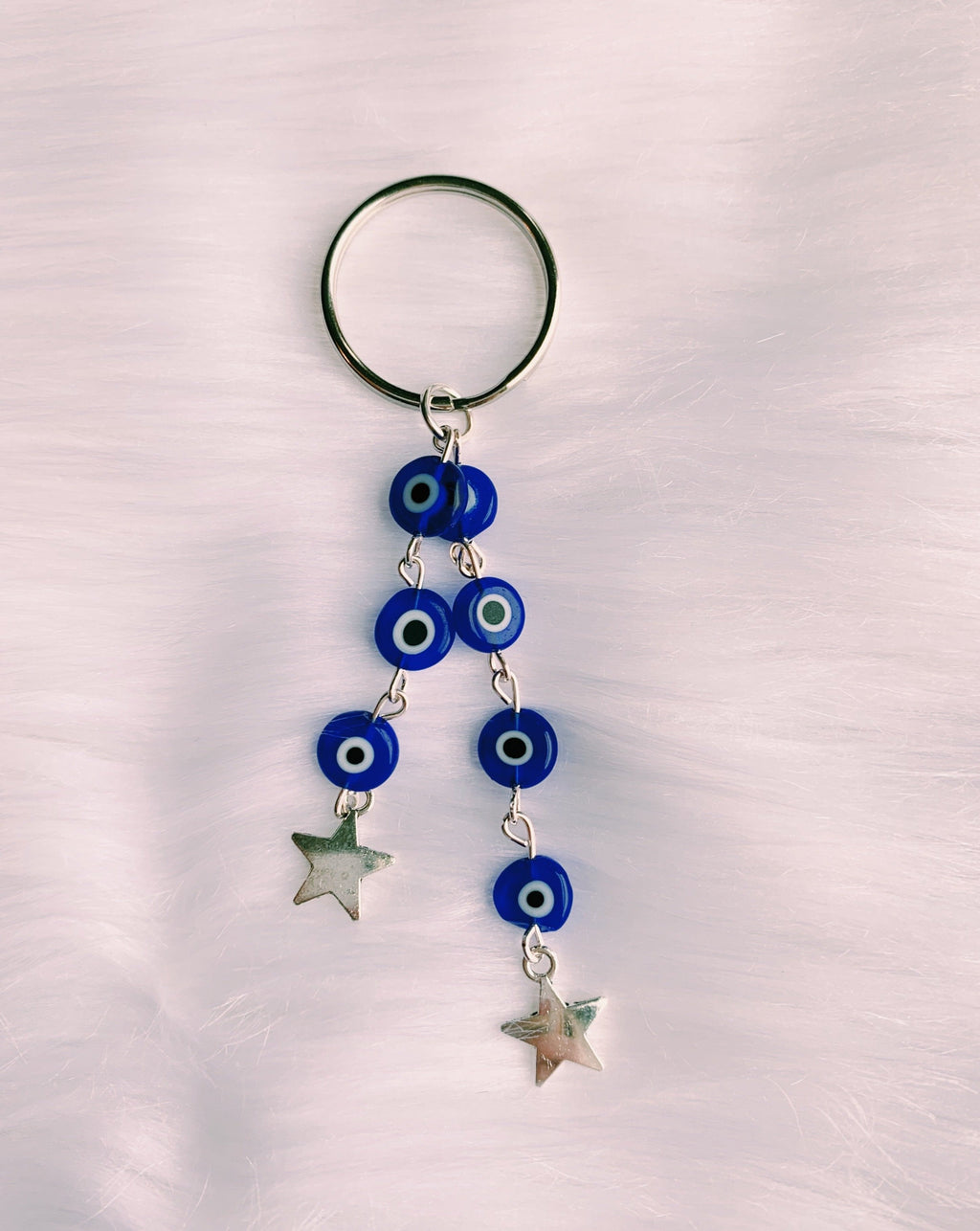 Dark Blue Evil Eye Star Keychain