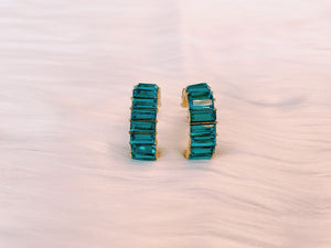 Aqua Baguette Stone Earrings