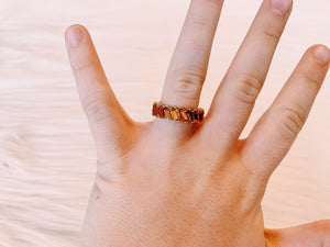 Thin Orange Baguette Ring