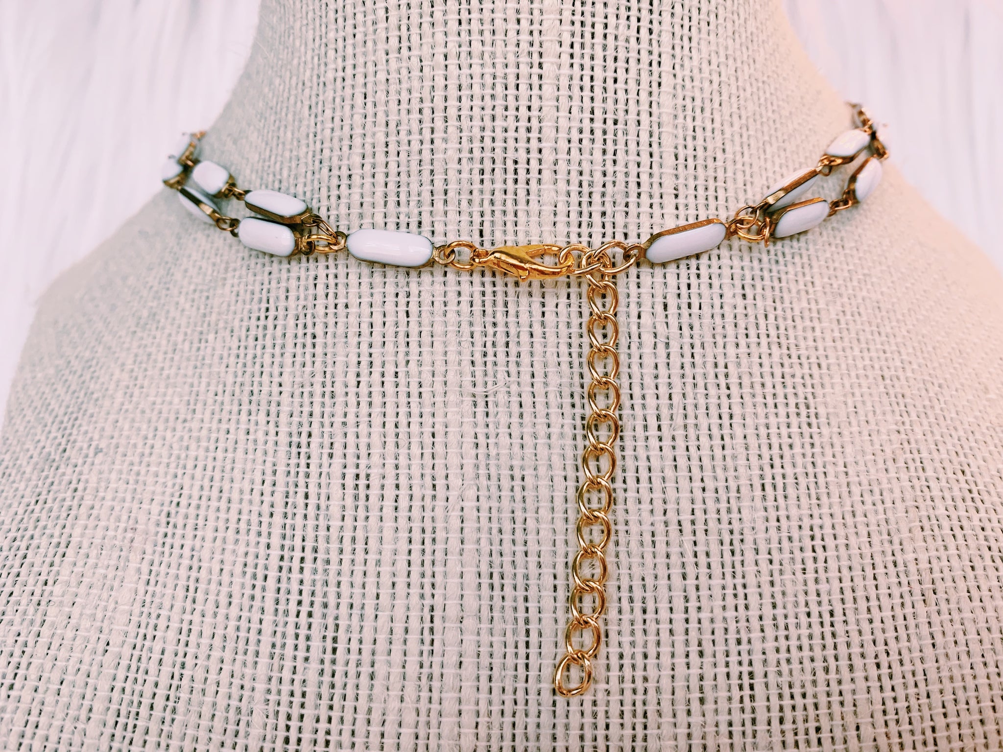 White Puff Double Wrap Necklace