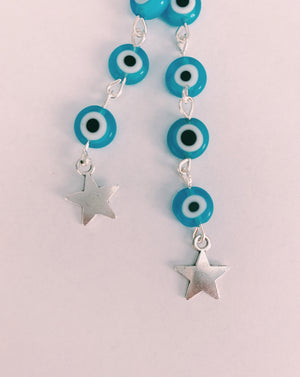 Sky Blue Evil Eye Star Keychain