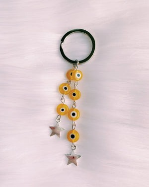 Yellow Evil Eye Star Keychain