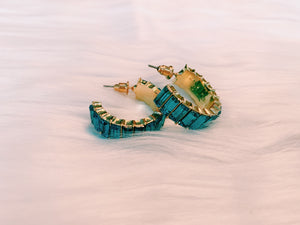 Aqua Baguette Stone Earrings